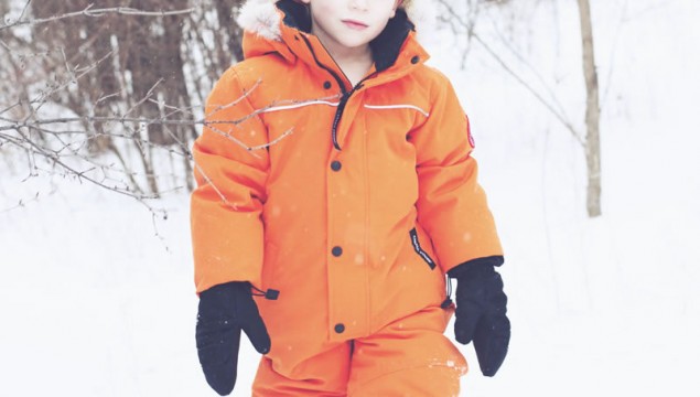 Canada Goose Grizzly Snowsuit Orange front hood down