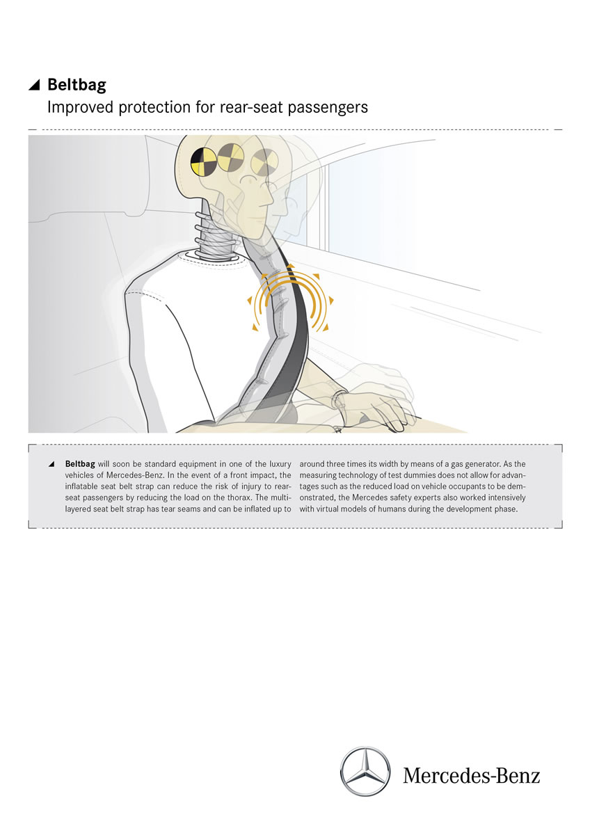 Beltbag: improved protection for passengers in the rear. An airbag for seat belts