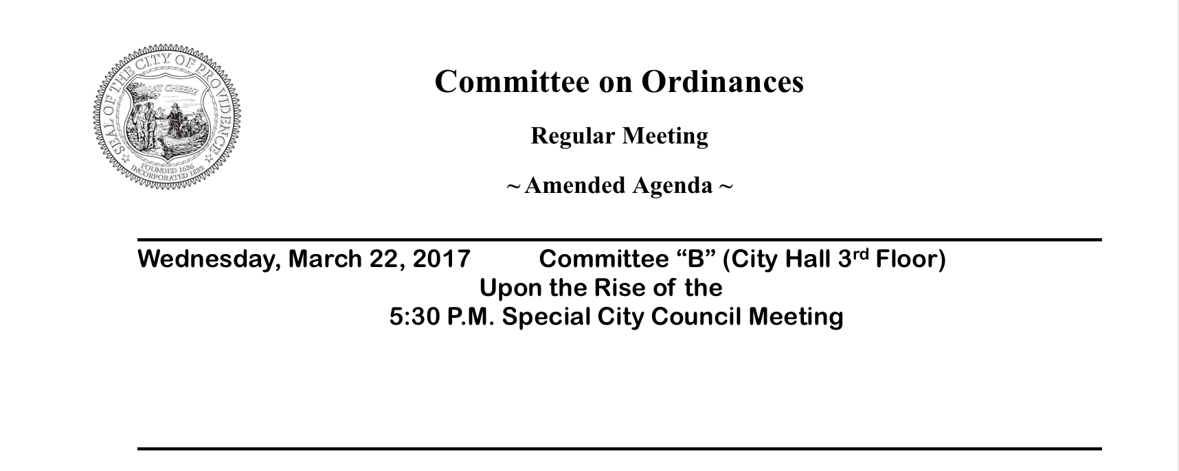 CITY OF PROVIDENCE: Committee on Ordinances Meeting… | Go Local Prov