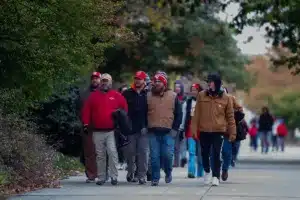 Nebraska Cornhusker fans heading to the stadium before they take on the Purdue Boilermakers during a college football game on Saturday, October 28, 2023, in Lincoln, Nebraska. Photo by John S. Peterson.