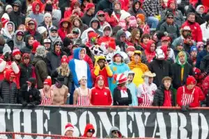 Nebraska Cornhusker Boneyard some wearing Halloween costumes during a college football game against the Purdue Boilermakers on Saturday, October 28, 2023, in Lincoln, Nebraska. Photo by John S. Peterson.