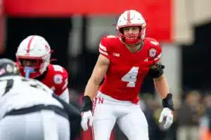 Nebraska Cornhuskers Luke Reimer (4) lines-up against the Purdue Boilermakers in the first quarter during a college football game on Saturday, October 28, 2023, in Lincoln, Nebraska. Photo by John S. Peterson.