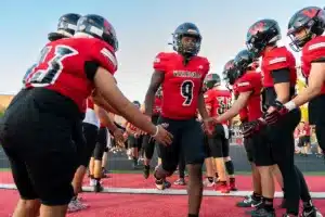 Westside High School defensive lineman Jonquel Osler (9) during a game between Lincoln North East and Westside in Omaha, NE on Thursday October 19tth, 2023. Photo by Eric Francis