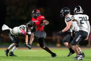 Westside High School running back Jahmez Ross (6) runs the ball during a game between Lincoln North East and Westside in Omaha, NE on Thursday October 19tth, 2023. Photo by Eric Francis