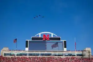 The flyover before Nebraska takes on Northwestern during a college football game on Saturday, October 21, 2023, in Lincoln, Nebraska. Photo by John S. Peterson.
