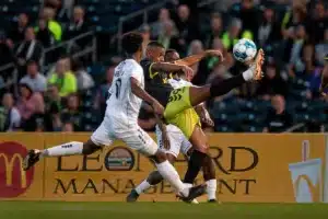 During a match between Omaha United and PSOC Charlotte 10/04/23. Photo by Eric Francis