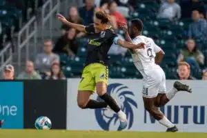 During a match between Omaha United and PSOC Charlotte 10/04/23. Photo by Eric Francis