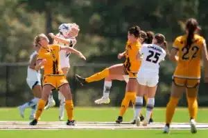 University of Nebraska Omaha Grace Ostergaard (5) during a game between against Wyoming Sunday in Omaha, Nebraska August 27, 2023.  Photo by Eric Francis