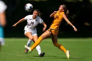 University of Nebraska Omaha Grace Bartlam (14) during a game between against Wyoming Sunday in Omaha, Nebraska August 27, 2023.  Photo by Eric Francis