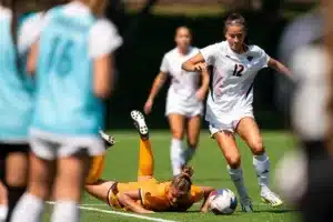 University of Nebraska Omaha Alyssa Kellar (12) during a game between against Wyoming Sunday in Omaha, Nebraska August 27, 2023.  Photo by Eric Francis