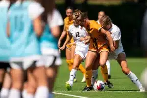 University of Nebraska Omaha Grace Bartlam (14) during a game between against Wyoming Sunday in Omaha, Nebraska August 27, 2023.  Photo by Eric Francis