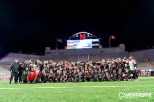 Westside Higih School Warriors celebrate after a Class A State Championship[ game between Elkhorn South High School and Omaha Westside High School in Lincoln, NE on Tuesday November 21st, 2023. Westside defeated Elkhorn South 56-0. Photo by Eric Francis