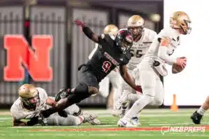 Westside Higih School defensive lineman Jonquel Osler (9) during a Class A State Championship[ game between Elkhorn South High School and Omaha Westside High School in Lincoln, NE on Tuesday November 21st, 2023. Westside defeated Elkhorn South 56-0. Photo by Eric Francis