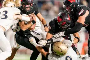 Westside Higih School quarterback Anthony Rezac (5) during a Class A State Championship[ game between Elkhorn South High School and Omaha Westside High School in Lincoln, NE on Tuesday November 21st, 2023. Westside defeated Elkhorn South 56-0. Photo by Eric Francis