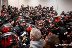 The Warriors prepare at Memorial Stadium before a Class A State Championship[ game between Elkhorn South High School and Omaha Westside High School in Lincoln, NE on Tuesday November 21st, 2023. Westside defeated Elkhorn South 56-0. Photo by Eric Francis