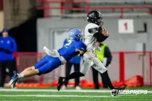 … during the Class B NSAA Football Championship on Monday, November 20, 2023, in Lincoln, Nebraska. Photo by John S. Peterson.