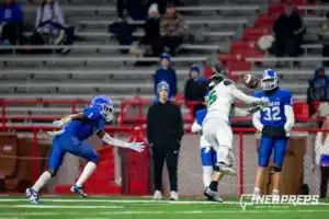 … during the Class B NSAA Football Championship on Monday, November 20, 2023, in Lincoln, Nebraska. Photo by John S. Peterson.