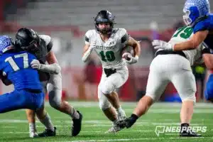 … during the Class B NSAA Football Championship on Monday, November 20, 2023, in Lincoln, Nebraska. Photo by John S. Peterson.