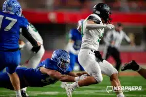 … during the Class B NSAA Football Championship on Monday, November 20, 2023, in Lincoln, Nebraska. Photo by John S. Peterson.