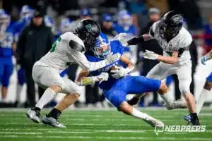 … during the Class B NSAA Football Championship on Monday, November 20, 2023, in Lincoln, Nebraska. Photo by John S. Peterson.