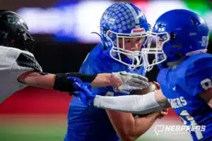 … during the Class B NSAA Football Championship on Monday, November 20, 2023, in Lincoln, Nebraska. Photo by John S. Peterson.