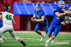 … during the Class B NSAA Football Championship on Monday, November 20, 2023, in Lincoln, Nebraska. Photo by John S. Peterson.