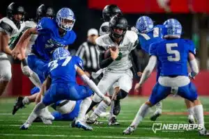… during the Class B NSAA Football Championship on Monday, November 20, 2023, in Lincoln, Nebraska. Photo by John S. Peterson.