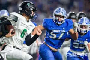 … during the Class B NSAA Football Championship on Monday, November 20, 2023, in Lincoln, Nebraska. Photo by John S. Peterson.