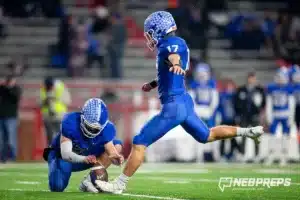 … during the Class B NSAA Football Championship on Monday, November 20, 2023, in Lincoln, Nebraska. Photo by John S. Peterson.