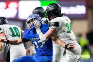 … during the Class B NSAA Football Championship on Monday, November 20, 2023, in Lincoln, Nebraska. Photo by John S. Peterson.
