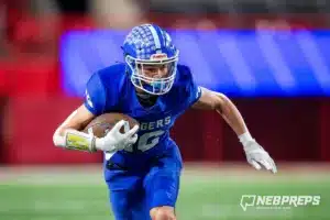 … during the Class B NSAA Football Championship on Monday, November 20, 2023, in Lincoln, Nebraska. Photo by John S. Peterson.