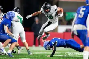 … during the Class B NSAA Football Championship on Monday, November 20, 2023, in Lincoln, Nebraska. Photo by John S. Peterson.