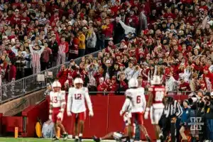 Wisconsin Badgers fans celebrate a touchdown during a game between the Wisconsin Badgers and the the Nebraska Cornhuskers in Madison, WI on Saturday November 18th, 2023. Photo by Eric Francis