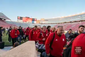 Nebraska Cornhuskers arreve before a game between the Wisconsin Badgers and the the Nebraska Cornhuskers in Madison, WI on Saturday November 18th, 2023. Photo by Eric Francis