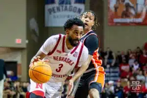 … during the basketball game on Saturday, November 18, 2023, in Sioux Falls, South Dakota. Photo by John S. Peterson.
