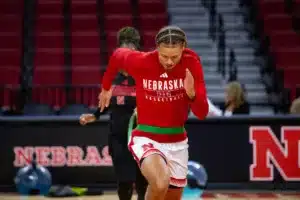 Nebraska Cornhusker guard Eli Rice (11) warming up before taking on Florida A