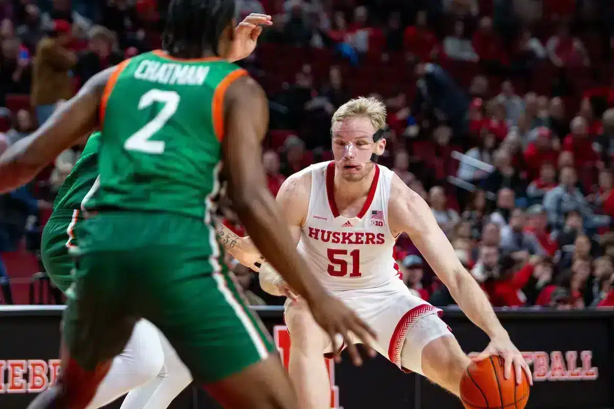 Nebraska Cornhusker forward Rienk Mast (51) dribbles the ball against Florida A