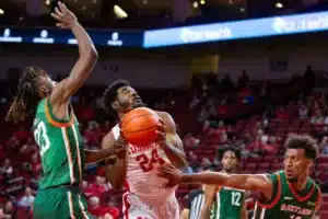 Nebraska Cornhusker guard Jeffrey Grace III (24) drives to the basket against Florida A