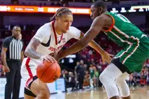 Nebraska Cornhusker guard Eli Rice (11) dribbles the ball against Florida A