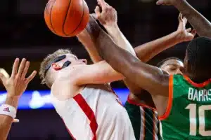 Nebraska Cornhusker forward Rienk Mast (51) battles against the Florida A