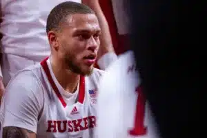 Nebraska Cornhusker guard C.J. Wilcher (0)  during the basketball game on Monday, November 13, 2023, in Lincoln, Nebraska. Photo by John S. Peterson.