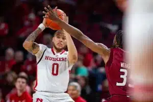 … during the basketball game on Monday, November 13, 2023, in Lincoln, Nebraska. Photo by John S. Peterson.