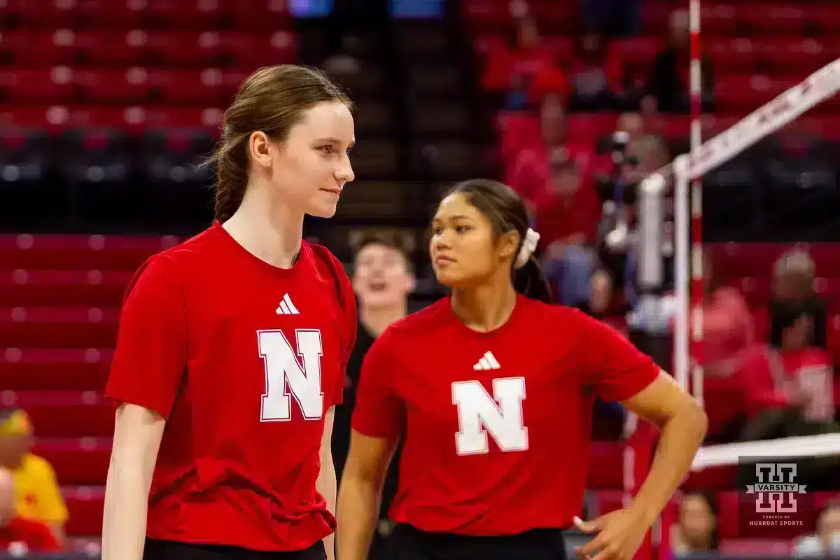 JP231112_VB_NU_v_IL_0073_WM.jpg Nebraska Cornhusker Bergen Reilly (2) warms up before taking on the Illinois Fighting Illini during the volleyball match on Sunday, November 12, 2023, in Lincoln, Nebraska. Photo by John S. Peterson.