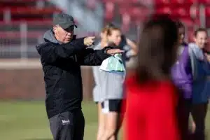 Nebraska Cornhuskers prepare for their match tomorrow in Lincoln against South Dakota State in the first round of NCAA soccer championships on Thursday, November 9, 2023, in Lincoln, Nebraska. Photo by John S. Peterson.