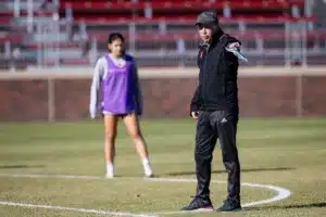 Nebraska Cornhuskers prepare for their match tomorrow in Lincoln against South Dakota State in the first round of NCAA soccer championships on Thursday, November 9, 2023, in Lincoln, Nebraska. Photo by John S. Peterson.