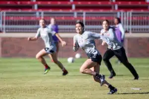 Nebraska Cornhuskers prepare for their match tomorrow in Lincoln against South Dakota State in the first round of NCAA soccer championships on Thursday, November 9, 2023, in Lincoln, Nebraska. Photo by John S. Peterson.