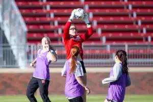 Nebraska Cornhuskers prepare for their match tomorrow in Lincoln against South Dakota State in the first round of NCAA soccer championships on Thursday, November 9, 2023, in Lincoln, Nebraska. Photo by John S. Peterson.