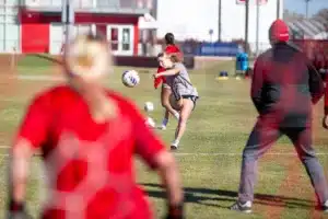 Nebraska Cornhuskers prepare for their match tomorrow in Lincoln against South Dakota State in the first round of NCAA soccer championships on Thursday, November 9, 2023, in Lincoln, Nebraska. Photo by John S. Peterson.