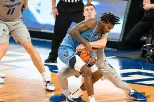during a game against the Villanova Wildcats at CHI Health Arena in Omaha, NE December 20th 2023. Photo by Eric Francis