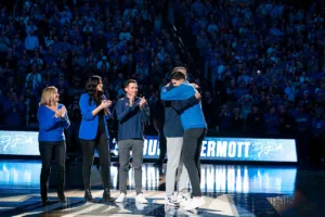 Former Creighton Bluejay Doug McDermott during a ceremony to retire his